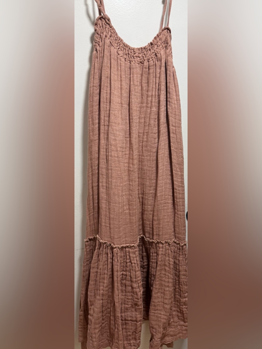 Free People Into The Blue Linen Smocked Maxi Dress in Dusty Blush - Picture 6 of 9